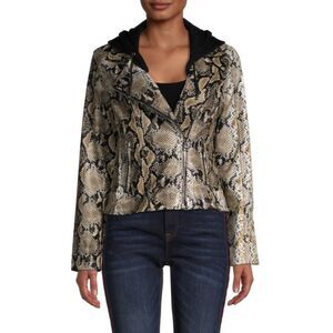 VIGOSS Snakeskin Print Full Zip Moto Jacket sz M Biker Animal PU Leather Grunge